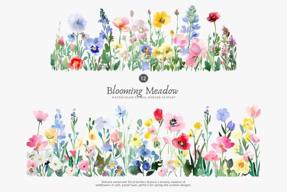 Download Watercolor Flowers Floral Border Set - Flora Collection