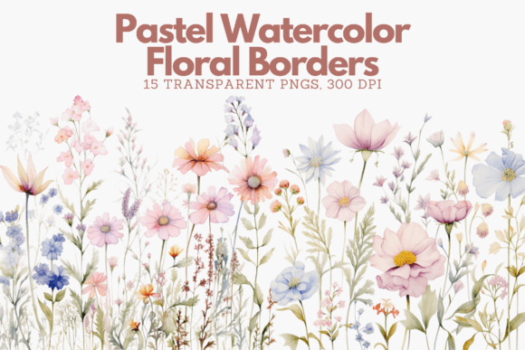 Download Elegant Pastel Watercolor Floral Borders - Flora Collection