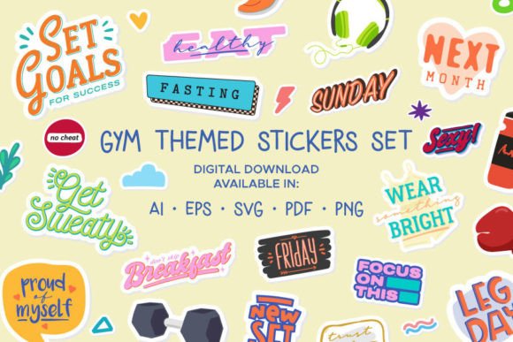 Download Gym Themed Digital Planner Stickers Set - Sticker Collection