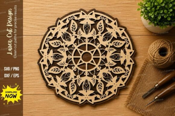 Download Mandala Floral Wheel Laser Cut SVG - Flora Collection