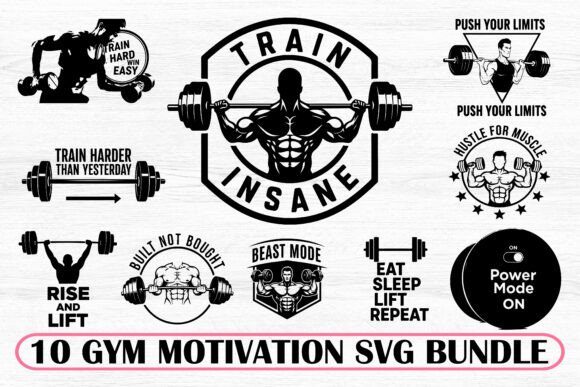 Download 10 Gym Motivation Typography Bundle - Typography Collection