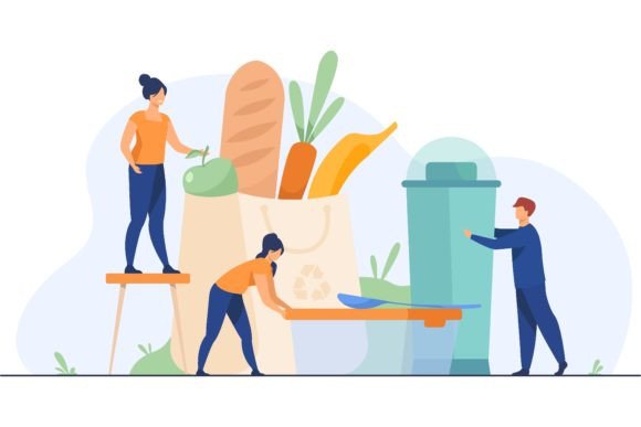 Download People Shopping with Eco Friendly Bag Fl - Shop Collection