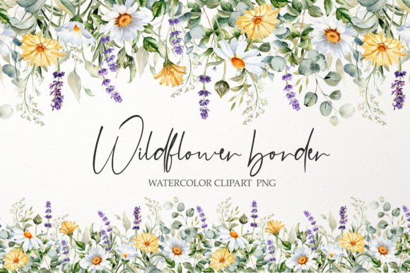 Download Watercolor Floral Border PNG. Wildflower - Flora Collection